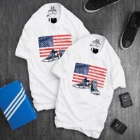 ⚡GIÁ SỐC⚡⚡ÁO THUN NAM CỔ TRÒN IN HÌNH LÁ CỜ MỸ