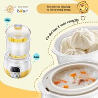 [Giá Sốc]Nồi Nấu Cháo Cho Bé, Ninh Hầm Cách Thuỷ, Có Lồng Hấp BEAR DDZ-B08C1 Dung Tích 0,8L