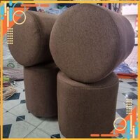 [Giá Tại Xưởng] Ghế Đôn Tròn Sofa Màu Nâu Kê Chân Ngồi, Ghế Bàn Trang Điểm Bọc Mút Nhiều Màu Sắc