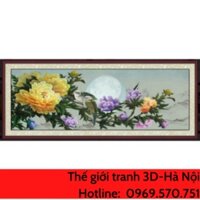 [Giá tại xưởng] tranh hoa mẫu đơn 3D dán tường in Vải Lụa zalo o889174744