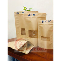 {GIÁ THANH LÝ - 1kg/size} Túi zip giấy kraft đáy đứng cửa sổ (Hàng có sẵn)