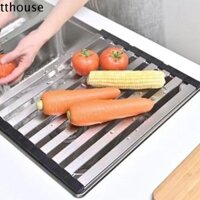 Giá thoát nước bồn rửa chén TTHOUSE, Giá đỡ bát đĩa ống vuông chịu nhiệt độ cao có thể gập lại, Giá đỡ bát đĩa cuộn bền bằng thép không gỉ dày