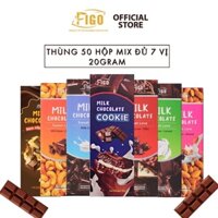 [GIÁ TỐT| 50 HỘP MIX ĐỦ 7 VỊ 20G] Chocolate 50% Cacao| Kẹo socola sữa đủ 7 vị Hạnh nhân Hạt điều Dừa Nho Phô mai FIGO