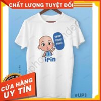 [Giá Tốt]  Áo thun không cổ trắng in hình Ipin cực hot