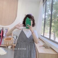 [GIÁ TỐT NHẤT ] SET ĐẦM CARO CỔ V XẺ TRẮNG ĐEN ULZZANG BASIC SET YẾM VÁY CARO 3 TẦNG CỔ V - VÁY YẾM MAXI 2 DÂY KẺ ĐEN
