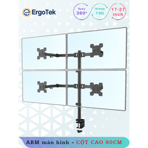 Giá treo 2 màn hình máy tính ngang M052 kẹp bàn