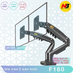 Giá treo 2 màn hình máy tính ngang M052 kẹp bàn