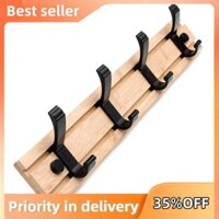 Giá treo áo khoác màu đen bằng gỗ với 4 móc treo tường