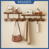 Giá treo áo khoác treo tường ở lối vào với móc, giá lưu trữ đa chức năng bằng tre, móc treo quần áo phòng ngủ sóng sáng tạo