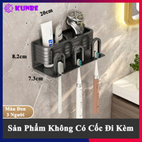Giá Treo Bàn Chải Kem Đánh Răng KUNBE Chất Liệu Nhôm Siêu Nhẹ Dán Tường Bằng Keo Chắc Chắn - Màu Đen - 3 Người
