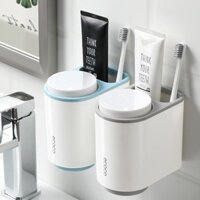 Giá Treo Bàn Chải Kem Đánh Răng ECOCO Kèm 2 Cốc, Kệ Nhà Tắm Dán Tường