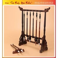 Gía treo bút lông bằng gỗ chạm khắc nghệ thuật thư pháp thư thọa có 12 móc treo