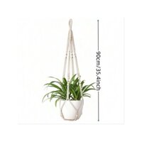 Giá treo cây macrame trong nhà, giỏ trồng cây treo với hạt gỗ, giá đỡ chậu hoa trang trí không có tua rua