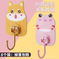 Giá treo chìa khóa cửa sau dính chắc chắn hình hoạt hình dễ thương, nhãn dán không dấu vết cho nhà bếp, móc treo tường không cần khoan cho phòng tắm