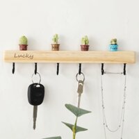 Giá treo chìa khóa gỗ không cần khoan, giá treo chìa khóa, kệ treo tường, trang trí lối vào, móc trang trí cửa ra vào, lưu trữ sáng tạo