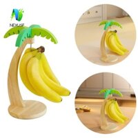 Giá treo chuối bằng gỗ NEXUSF, Giá để đồ dọc trái cây tiết kiệm không gian sáng tạo, đa chức năng có móc giữ chuối Giá treo lá mô phỏng tươi Phòng khách