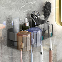 Giá treo để bàn chải đánh răng gắn tường tiện lợi, kệ nhà tắm để cốc, mỹ phẩm, chất liệu cao cấp sơn tĩnh điện - 3 cốc