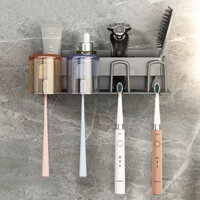 Giá treo để bàn chải đánh răng gắn tường tiện lợi, kệ nhà tắm để cốc, mỹ phẩm, chất liệu cao cấp sơn tĩnh điện - 2 cốc