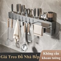 Giá treo đồ nhà bếp giá bằng thép carbon để đồ dùng nhà bếp treo tường kèm ống đựng đũa chắc chắn tiện lợi