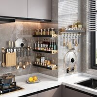 Giá Treo Đồ Nhà Bếp Kèm Gia Vị, Giá Cài Dao, Kéo, Thớt  Đồ Dùng Nhà Bếp Đa Năng Bằng thép Không Gỉ, Bền đẹp