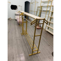 GIÁ TREO ĐÔI 2 BÊN SƠN TĨNH ĐIỆN MÀU VÀNG NHŨ 1M5 - DÀN TREO ĐỒ SHOP THỜI TRANG - KỆ TREO QUẦN ÁO - SÀO TREO