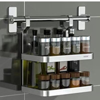 Giá treo gia vị FANDI FL303, kệ inox 304 Cao Cấp, kệ gia vị treo tường 2 tầng, kệ gia vị đa năng