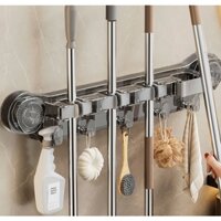 Giá treo kẹp chổi lau nhà, treo đồ đa năng hút chân không, không cần khoan tường, di chuyển linh hoạt