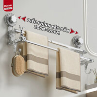 Giá Treo Khăn Nhà Tắm 2 Tầng Chỉnh Thu Gọn Ngắn Dài Cốc Hút Chân Không, Kệ Treo Dép Thông Minh