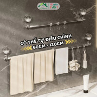 Giá Treo Khăn Nhà Tắm Cốc Hút Góc Tường Xoay 180 Độ, Thanh Treo Đa Năng Kèm Móc Tăng Giảm Chiều Dài - UniHome - KNT03