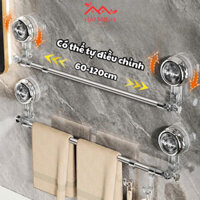 Giá Treo Khăn Nhà Tắm Hút Chân Không Điều Chỉnh Thu Gọn Ngắn Dài, Không Khoan Đục, Thanh Treo Dép, Giá Treo Phơi Đồ Bếp