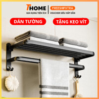Giá treo khăn nhà tắm nhôm không gian dán tường - Kệ nhà tắm treo đồ đa năng không cần khoan đục tiện lợi