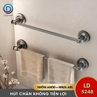 Giá treo khăn nhà tắm, thanh gác dép hút chân không LD-5248, nhôm anod không rỉ, không cần khoan đục, dễ dàng lắp đặt