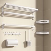 Giá Treo Khăn Tắm Bằng Nhôm Màu Trắng Không Cần Đục Lỗ Tiện Dụng Cho Nhà Tắm