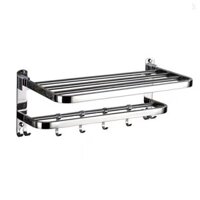 Giá treo khăn tắm Kệ phòng tắm hai lớp có thể gập lại có móc có thể tháo rời Giá treo khăn treo tường 23 Inch Thanh treo khăn bằng thép không gỉ chống gỉ