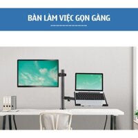 Giá treo màn hình 17-32inch kèm giá đỡ Laptop/MacBook 10 – 17" M074, arm màn hình xoay 360 độ