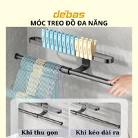 Giá treo móc kẹp phơi quần áo dán tường nhôm không gỉ