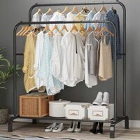 Giá treo quần áo 2 tầng bằng kim loại chắc chắn tiện lợi