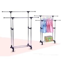 giá treo quần áo 2 tầng có bánh xe đi chuyển