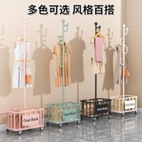 Giá treo quần áo gia đình, kệ treo quần áo móc treo quần áo đặt sàn phòng ngủ, kiểu kem nổi tiếng trên mạng có bánh