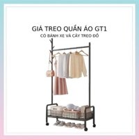 Giá Treo Quần Áo GT1 - Kệ Treo Quần Áo Có Bánh Xe Dễ Dàng Di Chuyển Kết Hợp Cây Treo Đồ Thép Cacbon Sơn Tĩnh Điện Cao Cấ