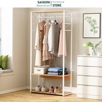 Giá treo quần áo kệ treo đồ khung sắt kệ gỗ sắp xếp đồ gọn gàng tiết kiệm diện tích SAIGON - SGM07