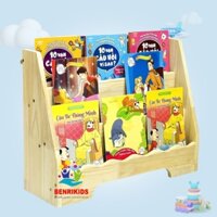 Giá Trưng Bày Sách Cho Bé, Kệ Sách 3 Tầng Đa Năng BENRIKIDS Bằng Gỗ Thông Tự Nhiên Cao Cấp An Toàn Cho Bé Khi Dùng