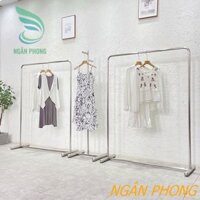 GIÁ TRƯNG BÀY SHOP THỜI TRANG,GIÁ TREO QUẦN ÁO INOX SÁNG BÓNG- MẪU NP4