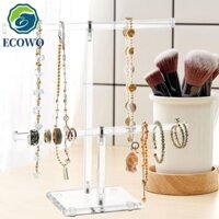 Giá trưng bày trang sức AQUAGEM, Giá treo vòng tay chữ T Acrylic, Giá treo mặt dây chuyền trong suốt đa chức năng 2 tầng treo trang sức tại nhà