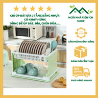 Giá Úp Bát Đĩa 2 Tầng Bằng Nhựa Có Khay Hứng Đa Năng Hàng Chuẩn, Dùng Để Úp Ly, Bát Đũa, Bình Ly