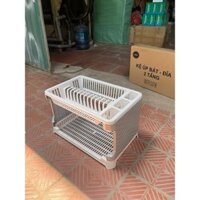 Giá úp bát đĩa 2 tầng, kệ úp chén có ống đũa đa năng kèm khay hứng , sạch sẽ tiện dụng TOP GIA DUNG HĐ