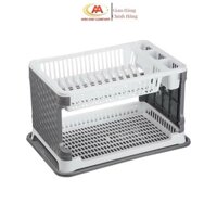 Giá Úp Bát Đĩa 2 Tầng, Kệ Úp Chén Đĩa Có Ống Đựng Đũa, Đa Năng Kèm Khay Hứng Nước, Sạch Sẽ Tiện Dụng