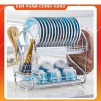 💥GIÁ ÚP BÁT ĐĨA INOX 304 2 TẦNG💥,KỆ ÚP đĩa bát cốc inox 304 đa năng, tiện dụng / Có khay hứng nước