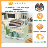 Giá Úp Bát Đĩa Nhựa 2 Tầng Khay Hứng Đa Năng Dành Cho Ly Bát Đũa Bình Ly