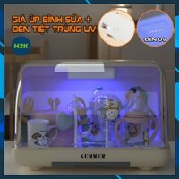 Giá Úp Bình Sữa, Ly Kết Hợp Đèn Tiệt Trùng UV Cao Cấp - Hộp Đựng Bình Sữa Có Nắp Đậy Chống Bụi Ngăn Chặn Vi Khuẩn 100%